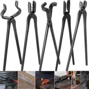 5PC Blacksmith Tongs Tools Set For Anvil, Knife Making Kit Flat Bolt Blade Tongs
