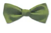 Boy's Olive Green Solid Satin Pre-Tied Bowtie for Schools - Weddings- NWT