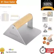 Stainless Steel Grill Press Steak Weight - 5.5" Burger Smasher with Wood Handle