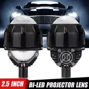 2X Mini 2.5'' Bi LED Projector Lens Headlight 100W Retrofit Universal +Shrouds
