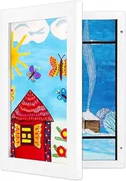 Giftgarden Picture Frame Children's Drawings A4 White - Removable Wooden Frame with Front Opening Children's Art Frame for up to 150 Artworks and Drawings - Gift