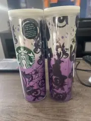 Starbucks Halloween 2021 Purple Cat & Spider Web Glow In Dark Tumbler 16oz NEW