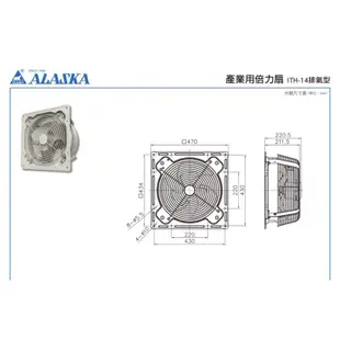 『911水電批發』 附發票 阿拉斯加產業用倍力扇 ITH-10/14/18 礦機散熱 大風量 低噪音工業用扇 散熱風扇