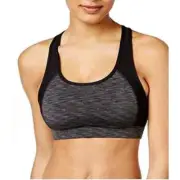 Ideology XS Mid Impact Sport Bra Black Gray Stretch RapiDry Removable Pads NWT