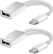 White 2 Pack USB C to USB 2.0 Adapter Type-C OTG Cable Type C Male to USB A Female Adapter Compatible with Pro/Air 2019 2018 2017, Samsung Galaxy S20 S20+ Ultra Note 10 S9 S8