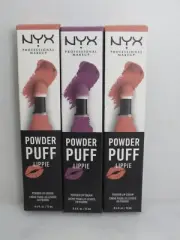 NYX PROFESSIONAL MAKEUP POWDER PUFF LIPPIE POWDER LIP CREAM 0.4 OZ ASSORTED 3PCS