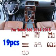19PCS Wood Grain Interior Accessories Kit Cover Trim For Volvo S60 2014-2018 (for: Volvo)