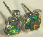 BUTW Sterling Silver Gilson (6mm ) Opal Stud Post Ear Ring Set 0030D