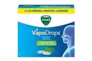Vicks VapoDrops Menthol Lozenges Cough and Cold Sore Throat 42 x 3 Pack