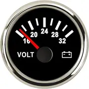 ACAECMGGFP 52mm Yacht Marine Voltmeter 12v 24v for Car Boat Auto Motor Mobile Indicating Range 8-16 V / 16-32V Red Backlight Volts Voltmeter(BS 1632v)