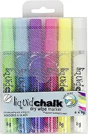TEXTA 0400570 LIQUID CHALK MARKER BULLET, DRY WIPE ASSTD WALLET 6