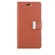 iPhone 14 Plus High-Quality Flip Wallet Case Cover - Shock-Resistant with Front Cover, Multiple Card Slots, Magnetic Closure and Media Stand Convertible - Brown