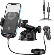 Magift Bluetooth FM Transmitter for Car Radio - 3 in 1 Bluetooth Car Adapter with Phone Holder Supports QC3.0 Charging, Stronger Microphone & Enhanced FM Transmission are Built in