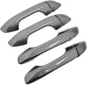 for Kia, Sportage QL KX5 2016-2020 Carbon Fiber Chrome Car Door Handle Bowl Cover Trim Sticker Styling Accessories Door Handle Protection Film(Black C 0key 0button)