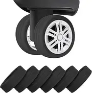 [Generic] 8pcs Luggage Wheels Cover Trolley Case Caster Sleeve Dustproof Anti-Noiseshock Absorption Castor Sleeve Universal Wheels Silent Luggage Silicone Protector Cover Office Chair (Black)