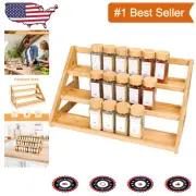 Minimalist Bamboo Tiered Spice Rack - Washable and Space-Saving Kitchen Shelf