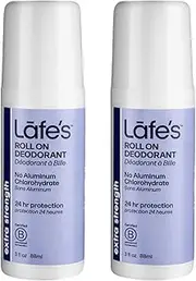 Lafe's Extra Strength Roll On Deodorant (Pack of 2) With Tea Tree Oil, Aloe Vera and Mineral Salts, 2.5 oz Each