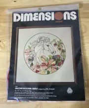 Dimensions Unicorn In Floral Circle 1222 Crewel Kit