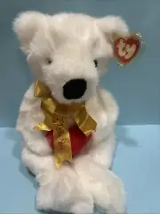 Ty Beanie Buddy - Romeo - white bear red heart - vintage 1997 - immaculate rare