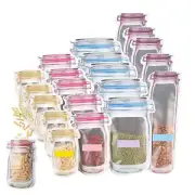 20* NEW Mason Jar Reusable Zip Lock Bag Food Storage Stand Up Zipper Pouch PE