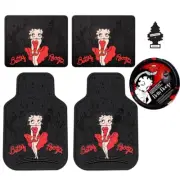 New Betty Boop Skyline Car Floor Mats Steering Wheel Cover Set For Honda (for: Honda Civic)