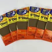 9 NEW 3M 9150 PACKS (5) SHEETS 5" ROUND CENTER MOUNT FINE GRIT SANDPAPER 127mm