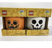 LEGO HALLOWEEN Skeleton Head Skull White & Orange Storage Heads Small 7” NEW