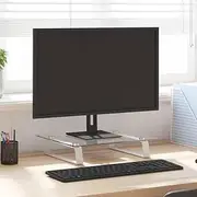 Monitor Stand, Computer Screen Riser Desk Stand, Modern Design, Loading capacity 20 kg, 40 x 35 x 8 cm, Tempered Glass and Metal