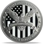 RYUKENLM Thin Silver Line Police Challenge Coin Correctional Officer's Prayer Coins -Honor & Respect-Thank You for Your Service Law Enforcement Appreciation Gift