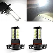 Flygun 2 PCS Car LED Fog Light Bulbs Replacement, 6500K 33SMD 12V Waterproof Vehicle Front Fog Light Accessories, Universal Super Bright Automotive Fog Light for Car SUV Truck Van (White Light #H16)
