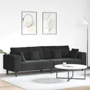 Velvet Sofa with Cushion with Pillow Black 208 cm Velvet