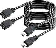 tunghey 2Pack USB 2.0 Mini USB 5Pin Extension Cable, USB 2.0 Mini USB 5Pin Male to Female Extension Adapter Cable Mini USB Extension Cable (2m)