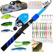 Meindin Kids Fishing Rod,Telescopic Soft Kid Fishing Pole with Bag - Angling Accessories, Rod & Reel Combos for Survival, Power Outages, Camping