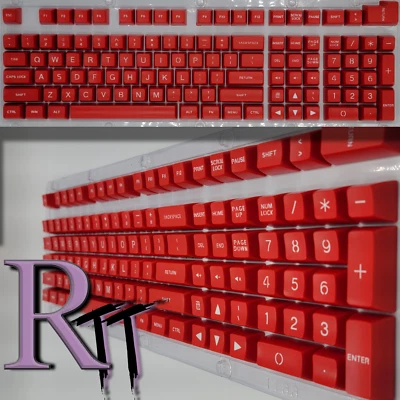 104Pcs/Set Red White Full Size Key PBT Double Shot Keycaps Mechanical Keyboard