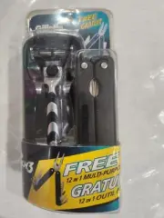 GILLETTE MACH 3 1 RAZOR & 2 CARTRIDGES VINTAGE 2000 FREE MULTI-PURPOSE TOOL USA