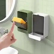 Soap Dishes, Bathroom Soap Box, Wall Mount White Soap Container with Lid,Soap Bar Case,Soap Holder with Drainage,Soap Dish for Shower