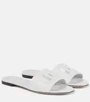 [Dolce & Gabbana] Dolce & Gabbana Logo cutout leather slides AU 7 white