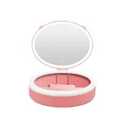 Supperstore Creative Rechargeable Makeup Box Fill Light Mirror LED Makeup Mirror Desktop Fill Light Makeup Lamp Dressing Mirror-Pink