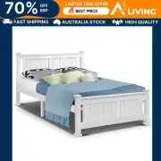 Bed Frame Double Size Wooden White RIO Stylish Bedroom Furniture Home Deco 37-AB