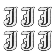 Iron on Letter Patches, 6Pcs Iron on Patches, Letter J Black White