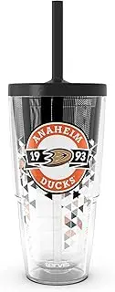 Tervis NHL Anaheim Ducks - Shatter Made in USA Double Walled Insulated Tumbler Travel Cup Keeps Drinks Cold & Hot, 24oz with Straw Lid, Classic