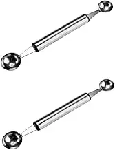OKUMEYR 2pcs Stainless Steel Ice Cream Scoop Fruit Scoop Dual-end Melon Baller for Ice Butter Pears Apples Potatoes Cheese Kitchen Tool