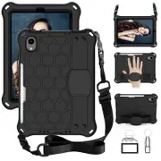 Catzon Hive iPad Case For iPad Mini 6 Durable Stand Cover With Shoulder Strap-Black