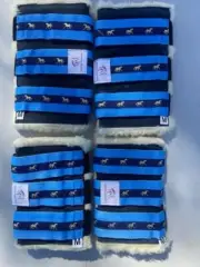 Horse Tendon or Paddock Boots Medium. Set of 4. Suede and Fleece. Black and Sky.