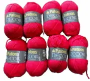 Patons Decor Yarn 8 Skeins Coral 1.75oz Each Total 832 Yards Acrylic/Wool Blend