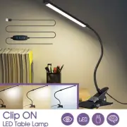 Flexible LED Table Lamp Clip On Desk Bedside Night Light Reading Study Dimmable