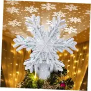 Christmas Tree Topper Lighted Star Tree Topper with Rotating Silver Snow