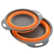 Collapsible Colander kitchen sink strainer Silicone Strainer Set of 2-Orange
