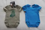Bonds BX6GW 09K Khaki Blue Printed Wonderbodies Bodysuit 2 Pack Size 000 New