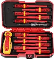 Premium Insulated Screwdrivers Set - Ultimate Electrician Screwdriver Set, 1000V Electrical Screwdriver Set Insulated Professional Electricians Screwdriver Set Magnetic Phillips Slotted Pozidriv Torx